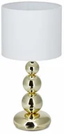 Lampy stojące - Relaxdays lampa stołowa złota, okrągły klosz, oryginalny design, E27, lampka nocna, wys. x śr. : 50 x 25 cm, biała/złota - miniaturka - grafika 1