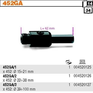 Beta UCHWYT DO OTWORNIC 452 FI 15-21MM 452GA/1 - Piły ręczne - miniaturka - grafika 2