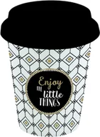 Kubki - Nuova Cer Easy life r2s PORCELANOWY KUBEK PODRÓŻNY Z POKRYWKĄ - Enjoy the little things - 220 ml 130 TM05 - miniaturka - grafika 1