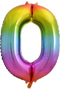 GoDan Balon foliowy cyfra 0, 34", tęczowy HS-C34T0 - Balony i akcesoria - miniaturka - grafika 3