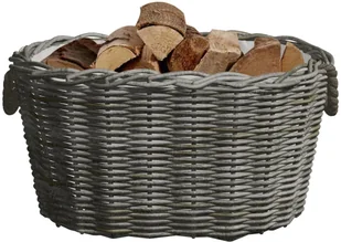 Saska Garden vidaXL na drewno, z uchwytami, 60x40x28 cm, szara wiklina vidaXL - Akcesoria kominkowe - miniaturka - grafika 2