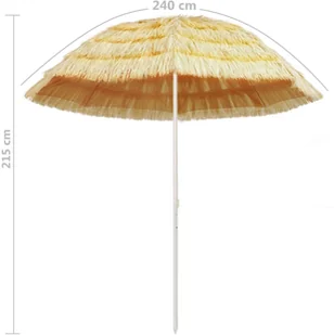 vidaXL Parasol plażowy w stylu hawajskim, naturalny, 240 cm - Parasole ogrodowe - miniaturka - grafika 6