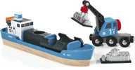 Samochody i pojazdy dla dzieci - Brio Kontenerowiec z dźwigiem - miniaturka - grafika 1
