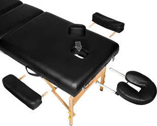 tectake 3-strefowy stół do masażu z wyściółką 10 cm, rolkami i drewnianą ramą - czarny 400278 - Stoły i łóżka do masażu - miniaturka - grafika 4