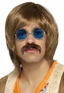 Stroje karnawałowe - Smiffys smiffys męskie okulary lata 60. Hippie Sänger zestaw, peruka, wąsy i, One Size, brązowa,,,,, 45169 45169 - miniaturka - grafika 1