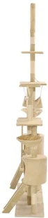 VidaXL Drapak dla kota z sizalowymi słupkami, 230-250 cm, beżowy 170619         VidaXL - Drapaki dla kotów - miniaturka - grafika 4