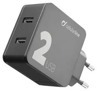 Ładowarki do telefonów - Ładowarka do sieci CellularLine Multipower 2 Smartphone detect 2 x USB port 24W ACHUSB224WK) Czarna - miniaturka - grafika 1