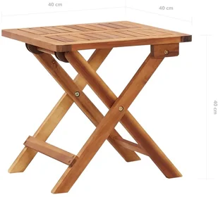 vidaXL Składany stolik ogrodowy, 40x40x40 cm, lite drewno akacjowe - Stoły ogrodowe - miniaturka - grafika 11