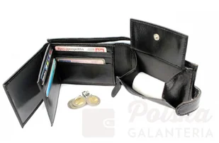 Sara (PL) Portfel Męski Skórzany (PL) Skóra Licowa Duży Poziomy Z Zapięciem I Zapinką Wewnątrz Dwa Skrzydełka - Portfele - miniaturka - grafika 6