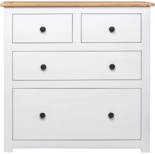 vidaXL Szafka, biała, 80 x 40 x 83 cm, drewno sosnowe, seria Panama vidaXL - Szafki do salonu - miniaturka - grafika 4