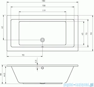 Riho  Lusso wanna prostokątna 180x90cm nogi+syfon - Wanny - miniaturka - grafika 2