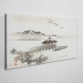 Obrazy i zdjęcia - PL Coloray Obraz Canvas Jezioro Chata Góry Ptaki 100x50cm - miniaturka - grafika 1