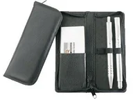 Etui na długopisy i pióra - Alassio urządzeń piszących etui czarne z prawdziwej skóry, czarny 2603 - miniaturka - grafika 1