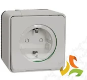 Gniazdka elektryczne - Schneider Electric MUREVA STYL Gniazdo 1 pojedyncze z uziemieniem SCHUKO 2P+PE (zaciski śrubowe) IP55 biały MUR39206 MUR39206/SCH - miniaturka - grafika 1
