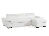 Narożniki - Vente-Unique Sofa narożna rozkładana ze skóry JONOVA - Biały - Narożnik prawostronny - miniaturka - grafika 1