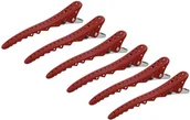 Pozostałe akcesoria fryzjerskie - Klamerki Klipsy Fryzjerskie Do Włosów Czerwone 6szt. KL-E-27-RED - miniaturka - grafika 1