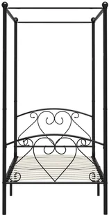 vidaXL Rama łóżka z baldachimem, czarna, metalowa, 90 x 200 cm - Łóżka - miniaturka - grafika 3
