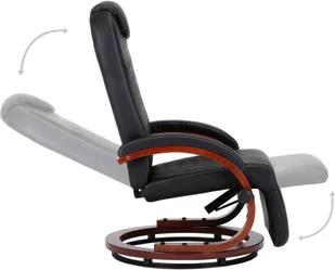 vidaXL Rozkładany fotel telewizyjny, czarny, sztuczna skóra - Fotele - miniaturka - grafika 5