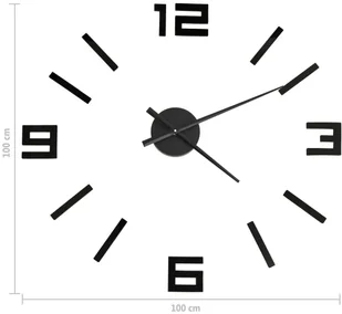 VidaXL Lumarko Zegar ścienny 3D, nowoczesny design, czarny, 100 cm, XXL 325156 VidaXL - Zegary - miniaturka - grafika 8