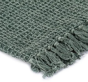 vidaXL Bawełniana narzuta, 160 x 210 cm, ciemnozielona - Narzuty - miniaturka - grafika 5