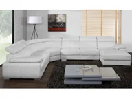 Narożniki - Vente-Unique Duża sofa 7-osobowa ze skóry ELEVANTO - Biały - Narożnik prawostronny - miniaturka - grafika 1