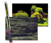 Dekoracje do akwarium - Aqua Nova Dwustronne tło do akwarium XL 150x60cm skały/rośliny - miniaturka - grafika 1