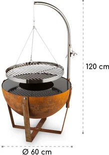 Blumfeldt Blumfeldt Fire Globe, misa paleniskowa z grillem, 60 cm średnicy, stal GDI11-Fireglobe - Paleniska ogrodowe - miniaturka - grafika 7