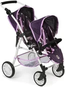 Wózki dla lalek - Bayer TANDEM TWINNY fioletowe gwiazdy - miniaturka - grafika 1