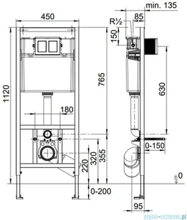 Omnires Fontana podtynkowy zestaw WC z miską + deską wolnoopadającą + przycisk czarny FONTANASETBPBL - Stelaże i zestawy podtynkowe do WC - miniaturka - grafika 2