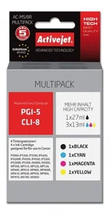 ActiveJet Tusz mutlipack AC-M5/8R do drukarki Canon zamiennik PGI-5Bk CLI-8C CLI-8M CLI-8Y premium 1x25ml+3x15ml czarny/cyan/magenta/yellow Chip) AC-M5/8R - Tusze zamienniki - miniaturka - grafika 2