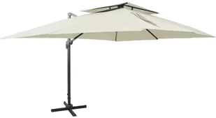 vidaXL Parasol wiszący z podwójną czaszą, piaskowy, 400x300 cm 312369 - Parasole ogrodowe - miniaturka - grafika 2