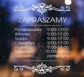 Systemy ekspozycyjne i znaki informacyjne - Naklejka mrożone szkło: Godziny otwarcia Ornament OM046b - miniaturka - grafika 1