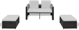 vidaXL 4-cz. zestaw wypoczynkowy do ogrodu, poduszki, rattan PE czarny 40737 - Meble ogrodowe - miniaturka - grafika 2