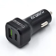 Akcesoria do MP3 - Apple Welly Enjoy Welly Enjoy WY11000 ładowarka samochodowa USB C Power Delivery 33 W USB szybki adapter samochodowy 2 porty typu C do Phone X, iPhone 8 Plus, iPhone 8, iPad, Samsung S9, S8, Huawei P20 czarna Wy11000 - miniaturka - grafika 1