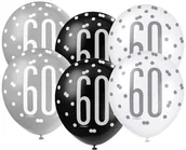 Balony i akcesoria - Unique Balony "60 Urodziny Glitz Grochy" pastel mix UNIQUE 12" 6 szt U83388 - miniaturka - grafika 1