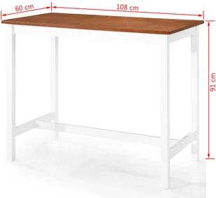 vidaXL Stolik barowy z drewna, 108 x 60 x 91 cm - Ławy i stoliki kawowe - miniaturka - grafika 5