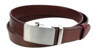 Paski - Arucce (PL) Pasek Męski Skórzany MASSIMO (PL) Skóra Licowa EXTRA 35 mm BORDOWY Gładki Klamra Samozaciskowa SREBRNA 34 - miniaturka - grafika 1