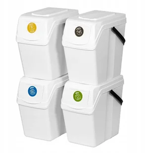 Zestaw koszy na śmieci do segregacji białe 25l 4el - Kosze na śmieci - miniaturka - grafika 4