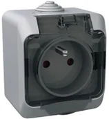 Gniazdka elektryczne - Schneider Cedar-Plus-Gniazdo-pojedyncze-2P+PE-z-przydymioną-klapką-IP44-szary WDE000642 - miniaturka - grafika 1