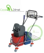 Wózki serwisowe - CEG Wózek do sprzątania serwisowy dwuwiaderkowy z uchwytem na worek - miniaturka - grafika 1