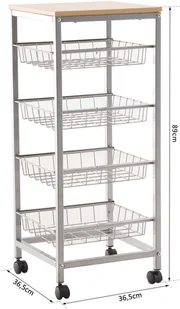 Homcom HOMCOM BAREK NA KÓŁKACH WÓZEK KUCHENNY 4 POZIOMY - Wózki kuchenne - miniaturka - grafika 2