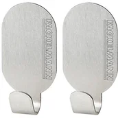 Wieszaki łazienkowe - Fackelmann 61438 haczyków samoprzylepnych ze stali nierdzewnej, 2 sztuki, owalna, srebrna, 4,7 x 2,4 x 2 cm 61438 - miniaturka - grafika 1