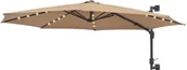 Parasole ogrodowe - vidaXL Parasol ścienny z LED, na metalowym słupku, 300 cm, kolor taupe 312525 - miniaturka - grafika 1