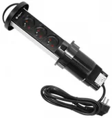 Listwy zasilające - DPM Listwa zasilajaca wysuwana z blatu, 3 gniazda EPPLZB - miniaturka - grafika 1