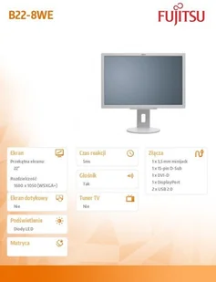 Fujitsu B22-8WE Neo 22" szary (S26361-K1653-V140) - Monitory - miniaturka - grafika 5