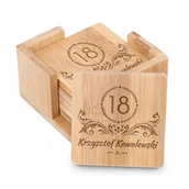 Pozostałe akcesoria barmańskie - Murrano Podkładki bambusowe pod piwo kawę zestaw x6 grawer dla niego na o PDK-BMB-035 - miniaturka - grafika 1