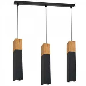 Luminex Tulum 1960 lampa wisząca zwis 3x60W GU10 czarna/drewniana - Lampy sufitowe Luminex Tulum 1960 lampa wisząca zwis 3x60W GU10 czarna/drewniana - Lampy sufitowe - miniaturka - grafika 1