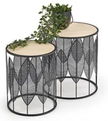 Ławy i stoliki kawowe - Halmar Zestaw 2 stolików okrągłych czarnych FOLLA liście - miniaturka - grafika 1