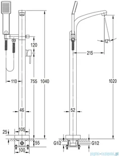 Omnires Darling bateria wannowa wolnostojąca kompletna chrom DA5033CR - Baterie wannowe i prysznicowe - miniaturka - grafika 2