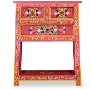 vidaXL Szafka z szufladami, drewno mango, różowa, ręcznie malowana - Komody - miniaturka - grafika 12